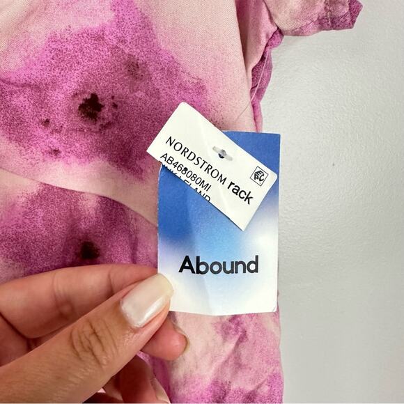 Abound Abstract Pink Floral V-neck Cutout Mini Skater Dress Size Small NWT - Picture 9 of 10